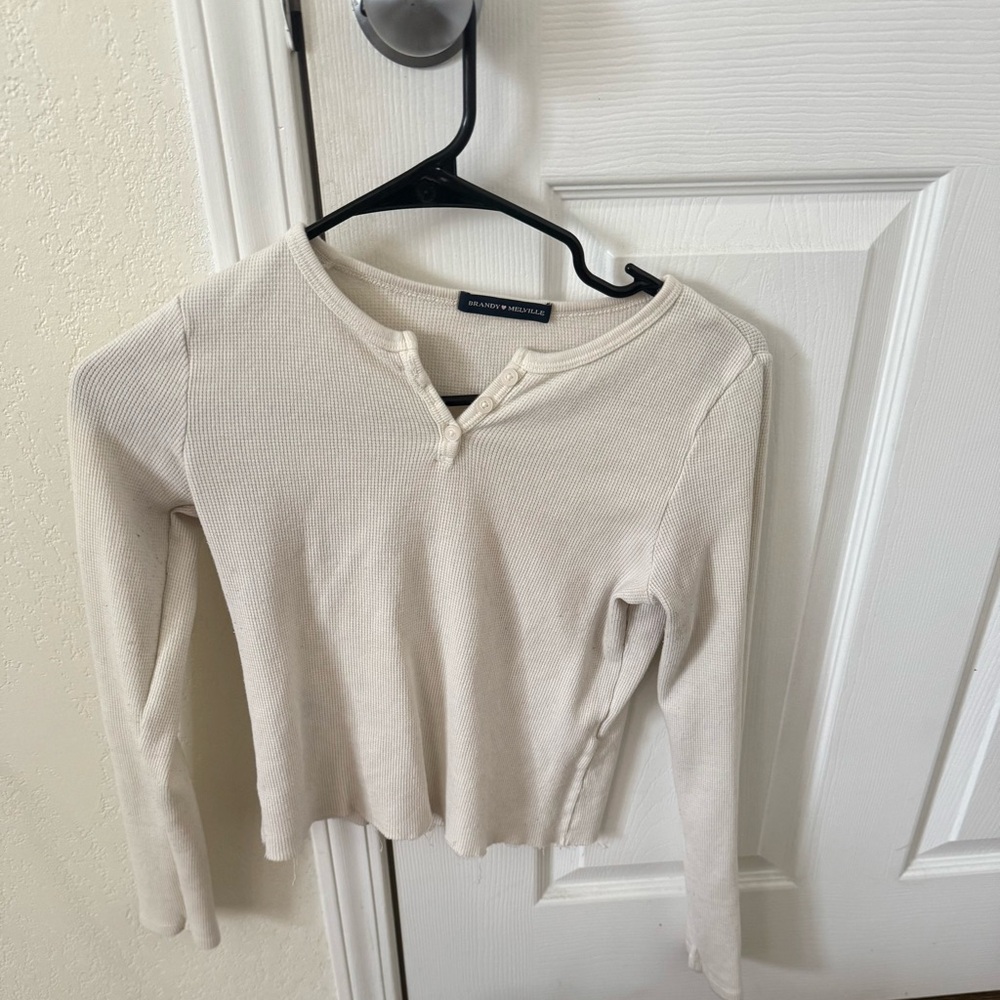 Brandy Melville Off-White Long Sleeve Top
